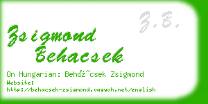 zsigmond behacsek business card